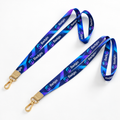 Two navy crossbody keychain lanyards with gold clasp and keyring loop