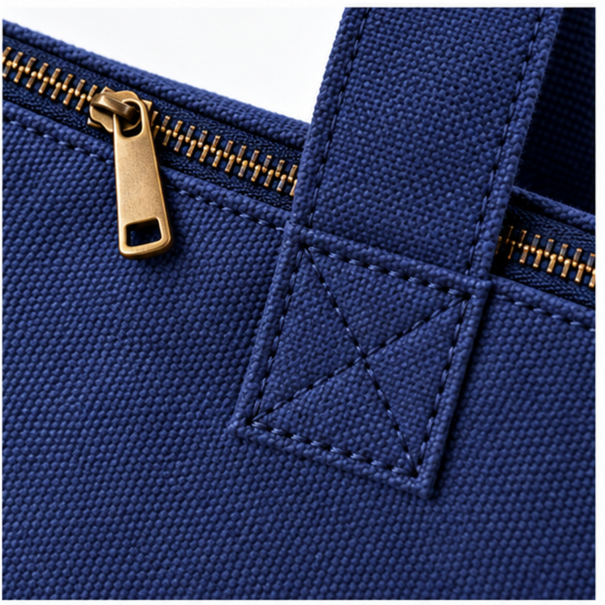 Custom cotton zipper tote bag, close-up detail view