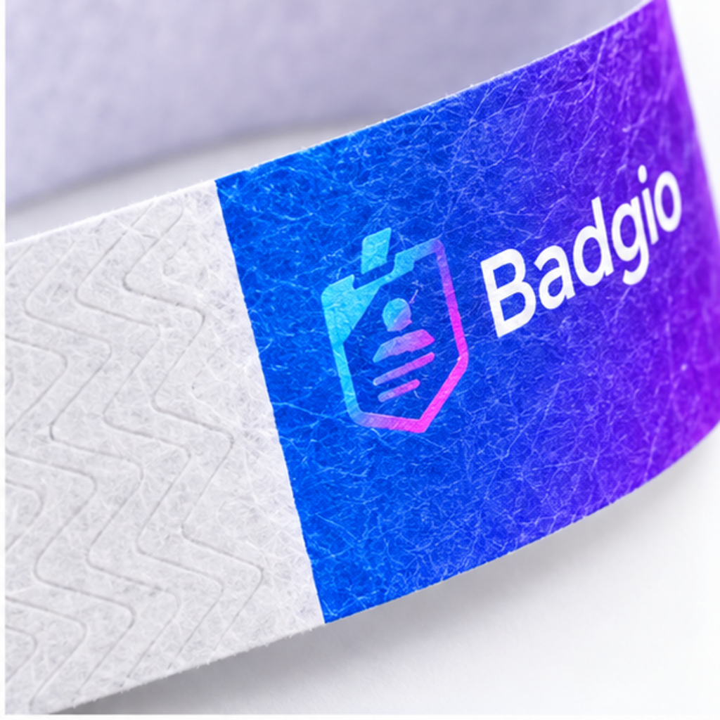 Custom DuPont paper wristband, close-up detail view