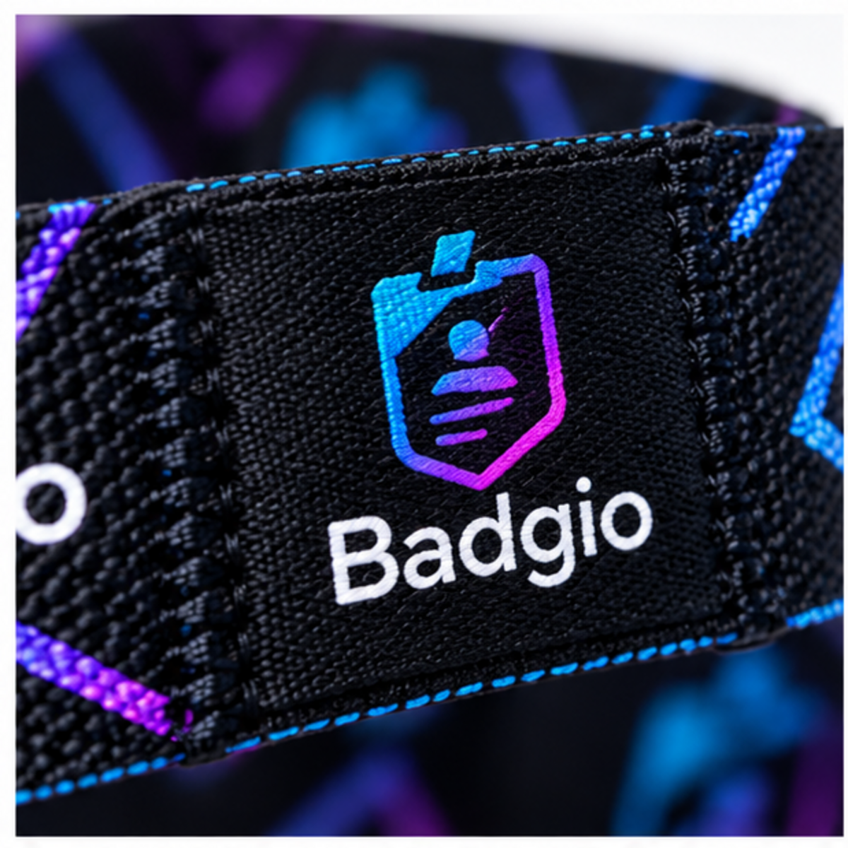 Custom fabric RFID wristband, close-up detail view