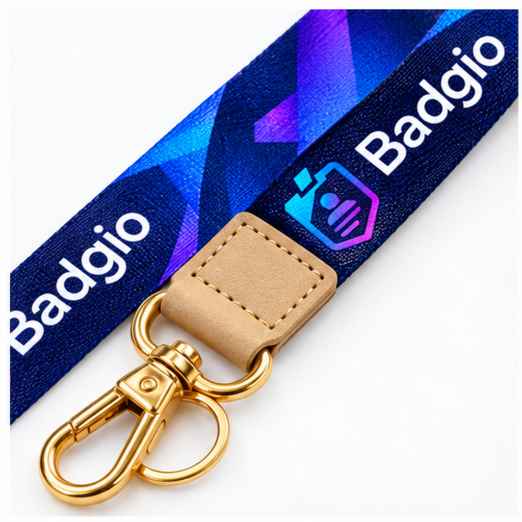 Custom crossbody keychain lanyard, close-up detail view