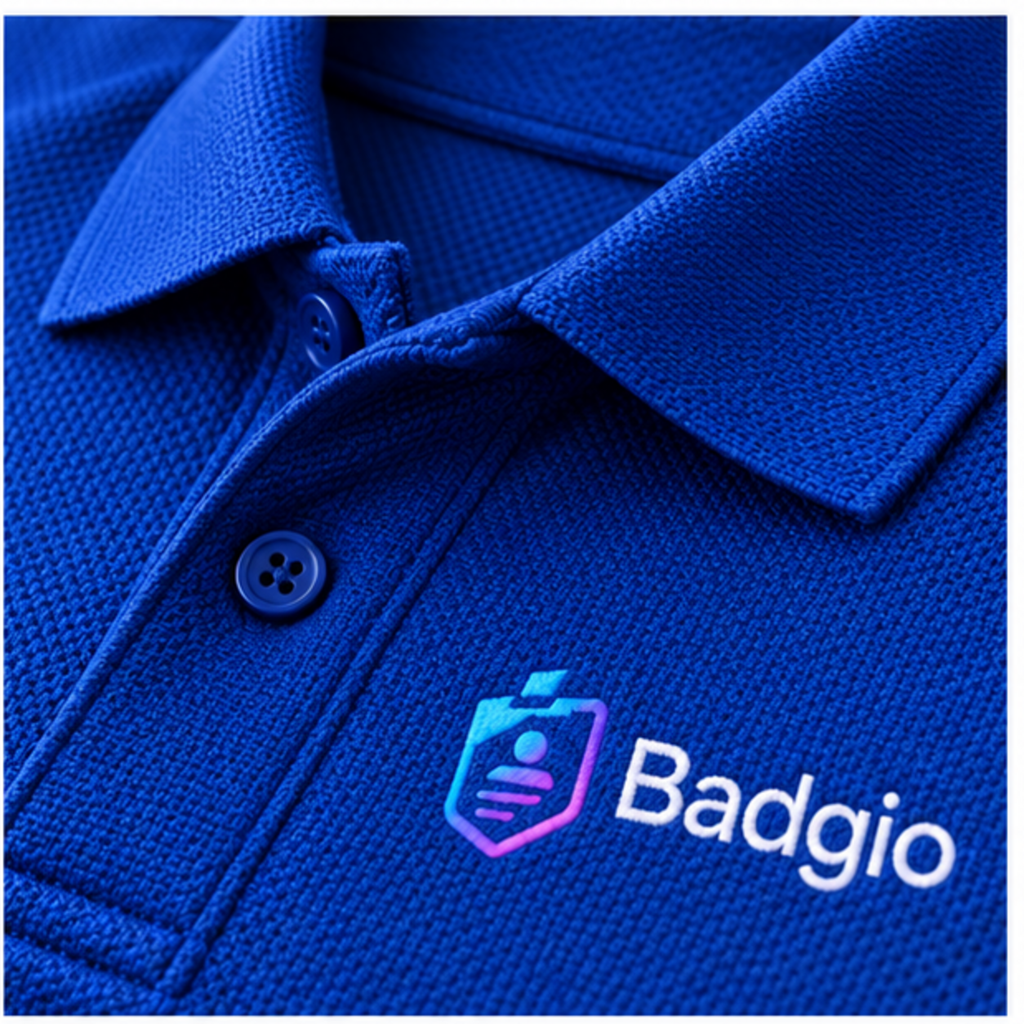Custom quick-dry polo shirt, close-up detail view