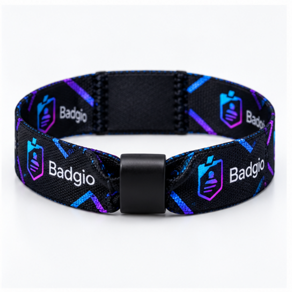Custom fabric RFID wristband, feature highlight view