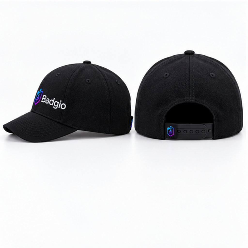 Custom embroidered baseball cap, feature highlight view