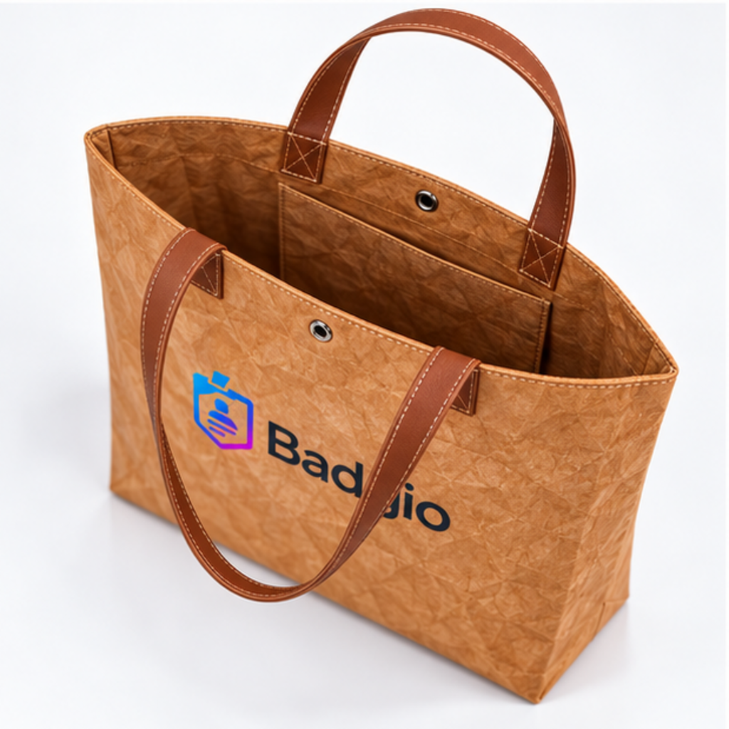 Custom washable paper tote bag, feature highlight view
