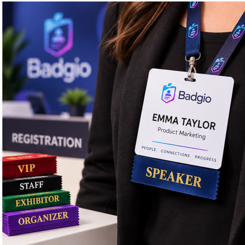 Essential event role ribbon pack, lifestyle-context photo